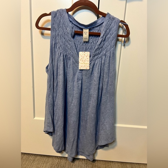 Free People Sky Dreamy Clouds Blue Sleeveless Blouse - Picture 8 of 10